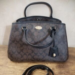 COACH Margot Medium Carryall Black/Brown Signature Satchel F34608